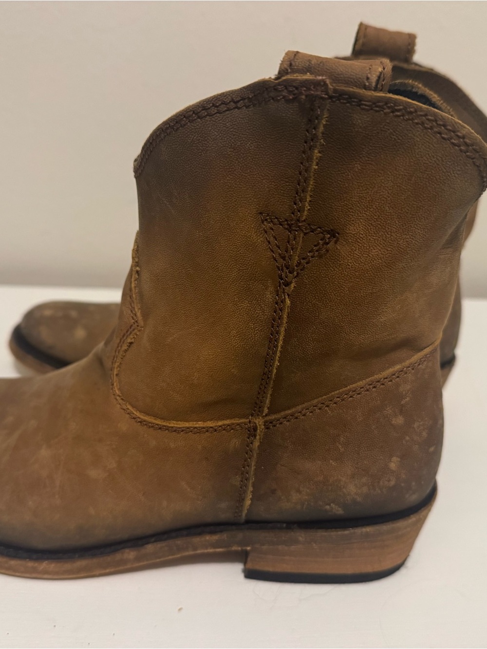 liberty Brown Leather Short Western Ankle Booties
